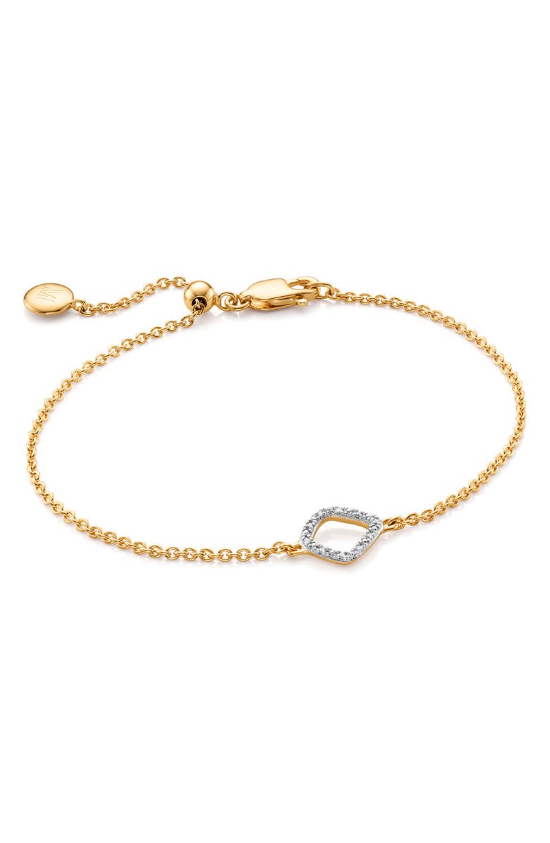 Monica Vinader Riva Mini Kite Diamond Bracelet, Main, color, Gold