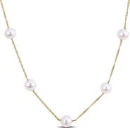 DELMAR 10k Gold Cultured Pearl Station Necklace
