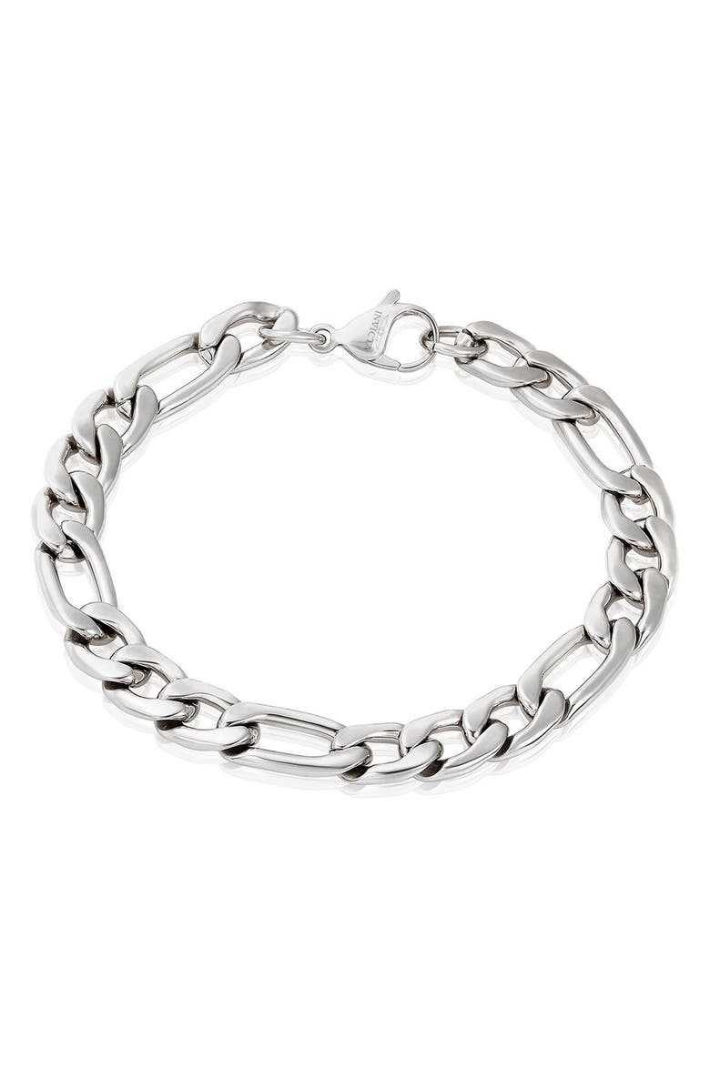 INVICTA Mens' Stainless Steel Figaro Chain Bracelet, Main, color, 