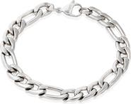 INVICTA Mens' Stainless Steel Figaro Chain Bracelet