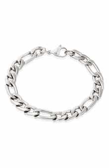 INVICTA Mens' Stainless Steel Figaro Chain Bracelet