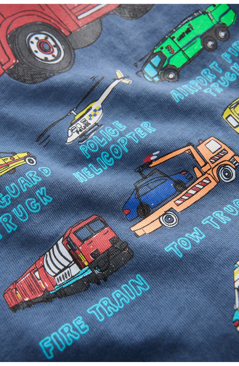 Mini Boden Kids' Rescue Vehicles Cotton Graphic T-Shirt, Alternate, color, Vintage Indigo Truck