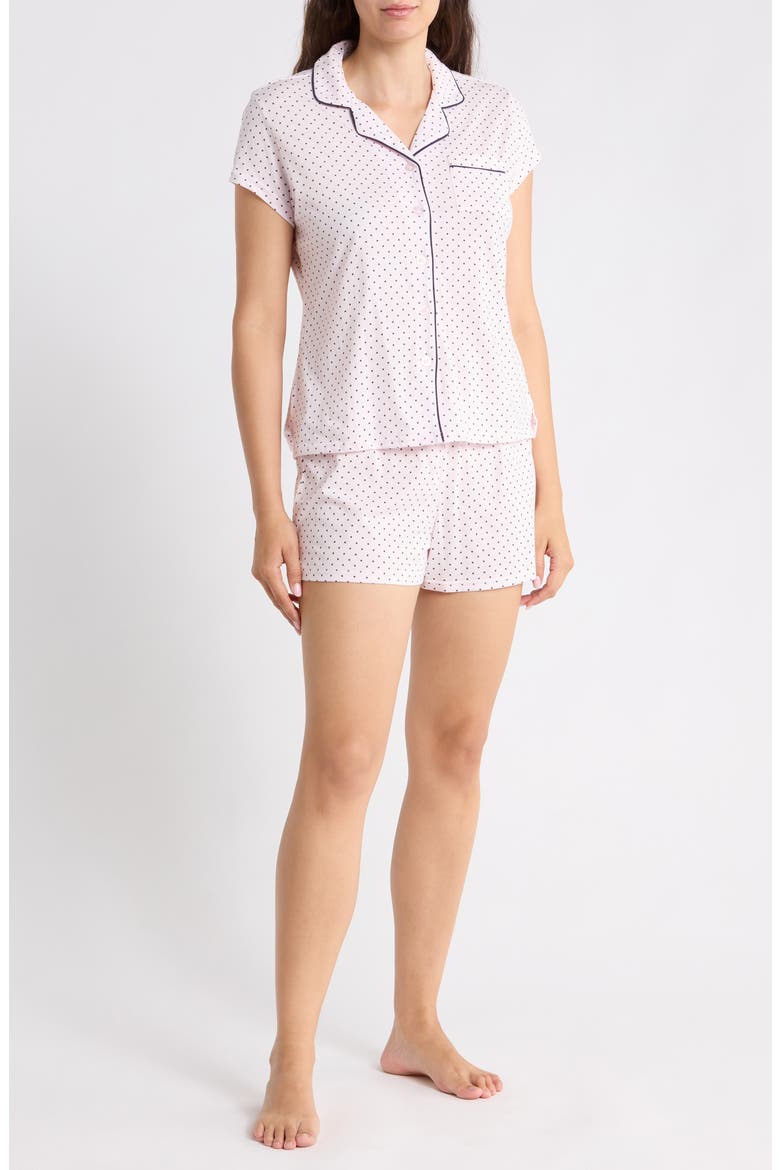 Dot Short Sleeve Pajamas, Main, color, PINK NAVY DOT