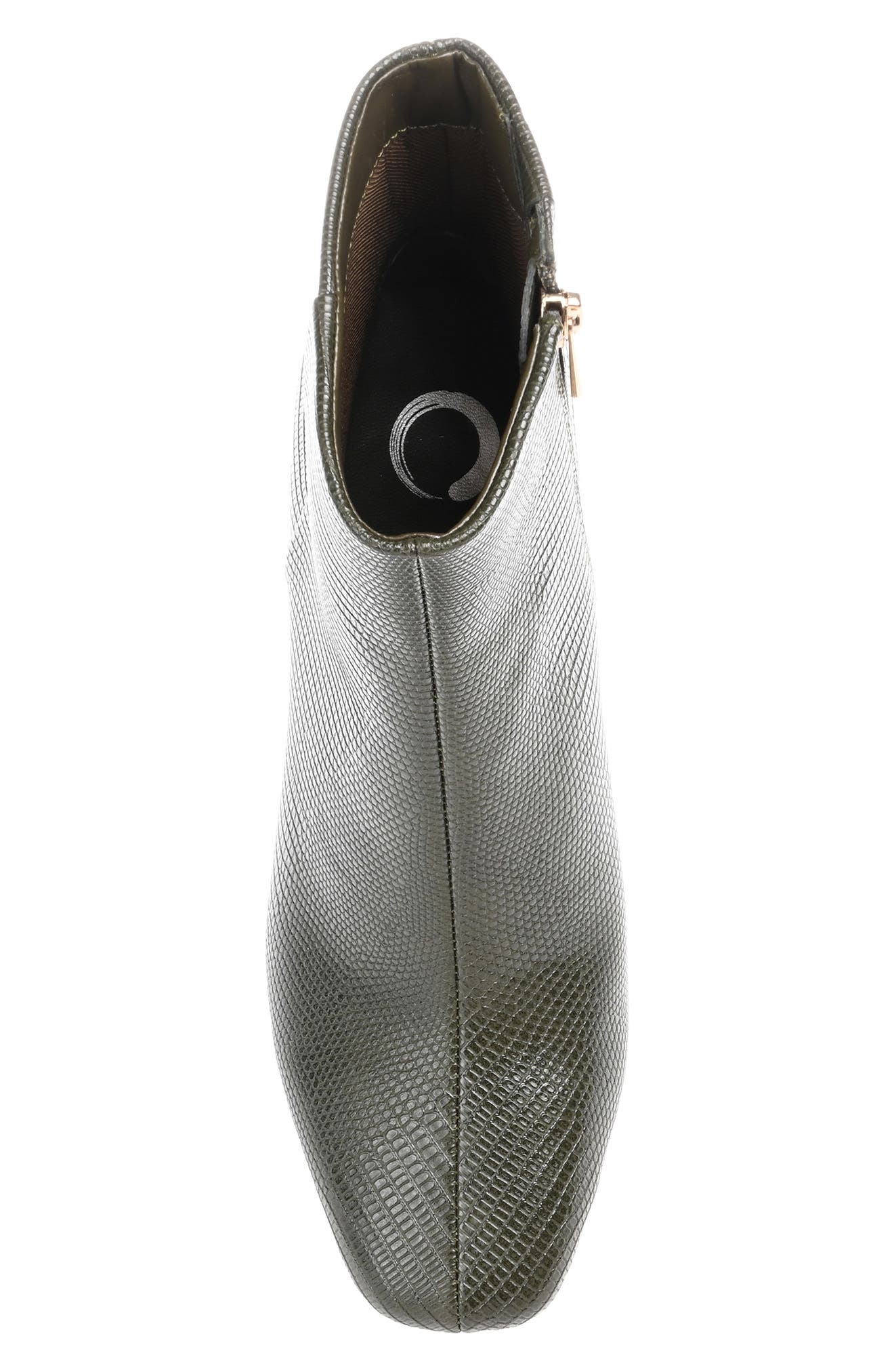 Journee Collection Sarla Lizard Embossed Block Heel Bootie, Alternate, color, Olive