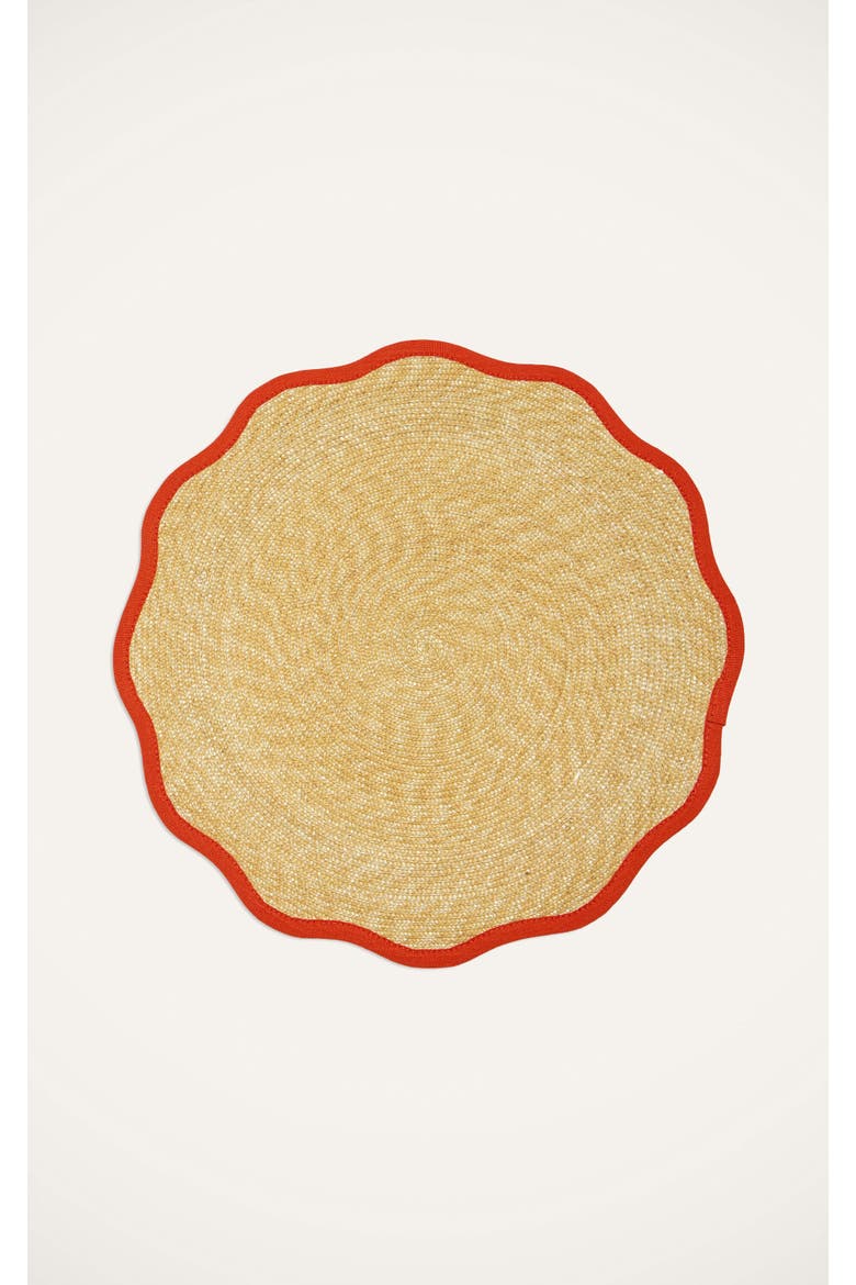 Straw Cloud Placemats Set Of 2, Alternate, color, Solid Orange