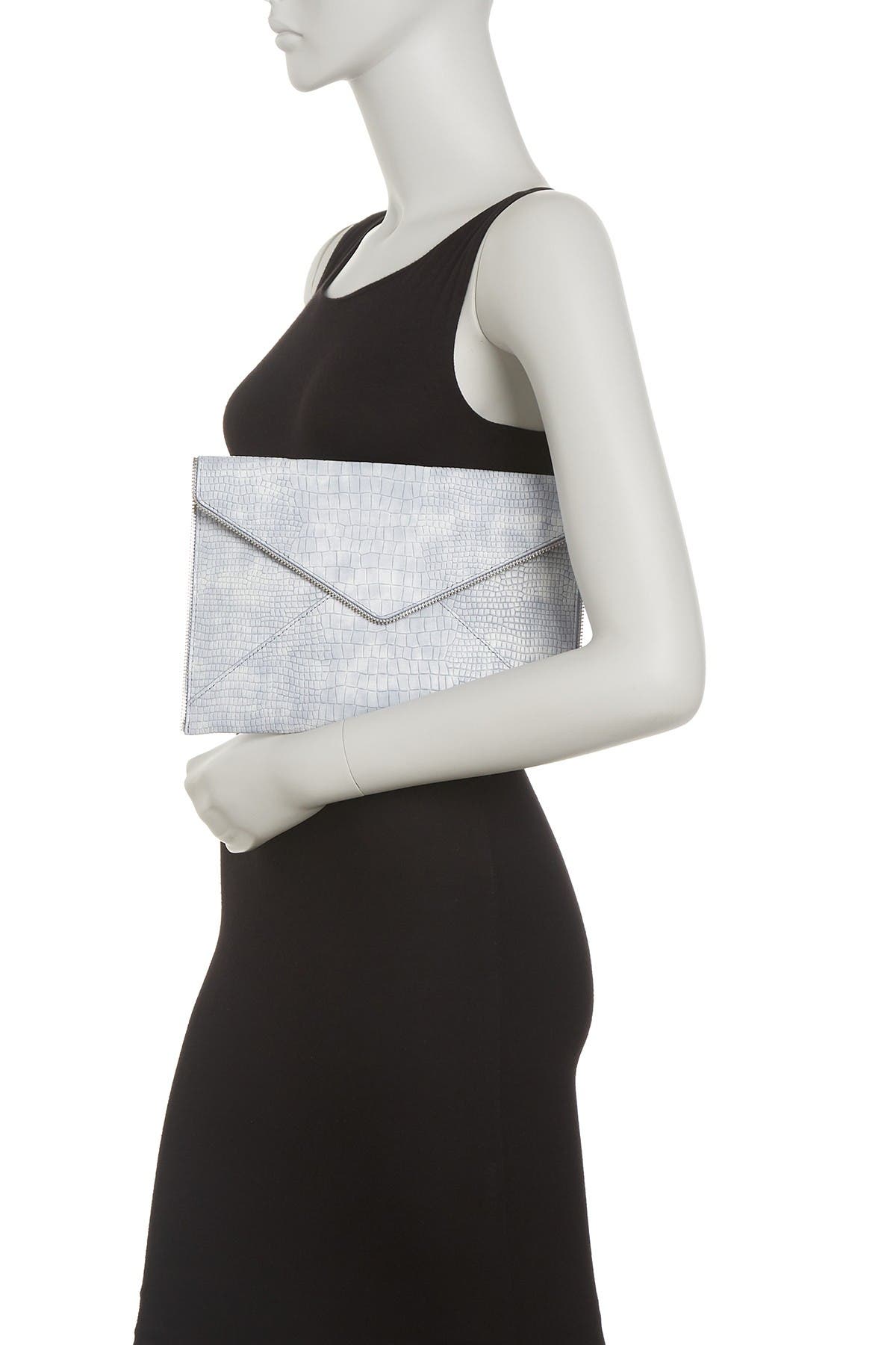 Rebecca Minkoff Leo Snake Embossed Leather Clutch, Alternate, color, 