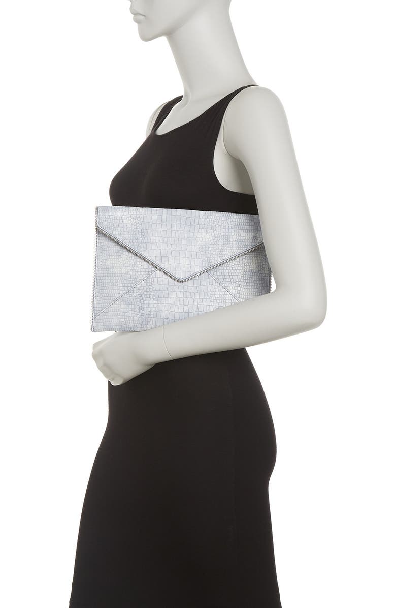 Rebecca Minkoff Leo Snake Embossed Leather Clutch, Alternate, color,