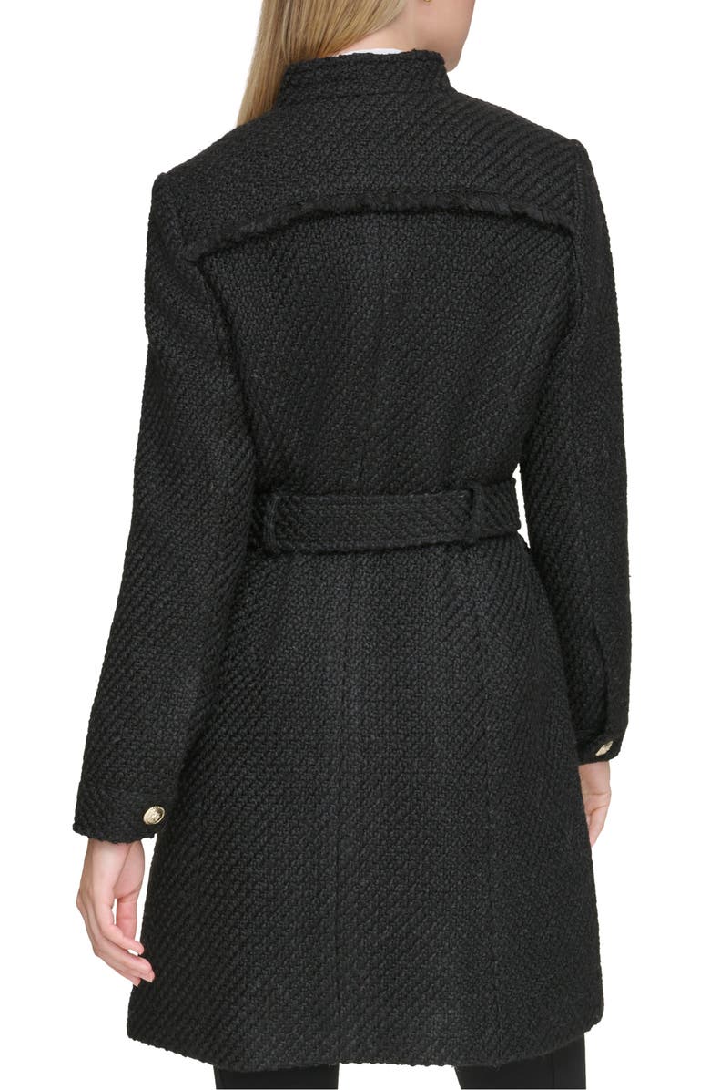 KARL LAGERFELD PARIS Belted Wool Blend Coat, Alternate, color, Black