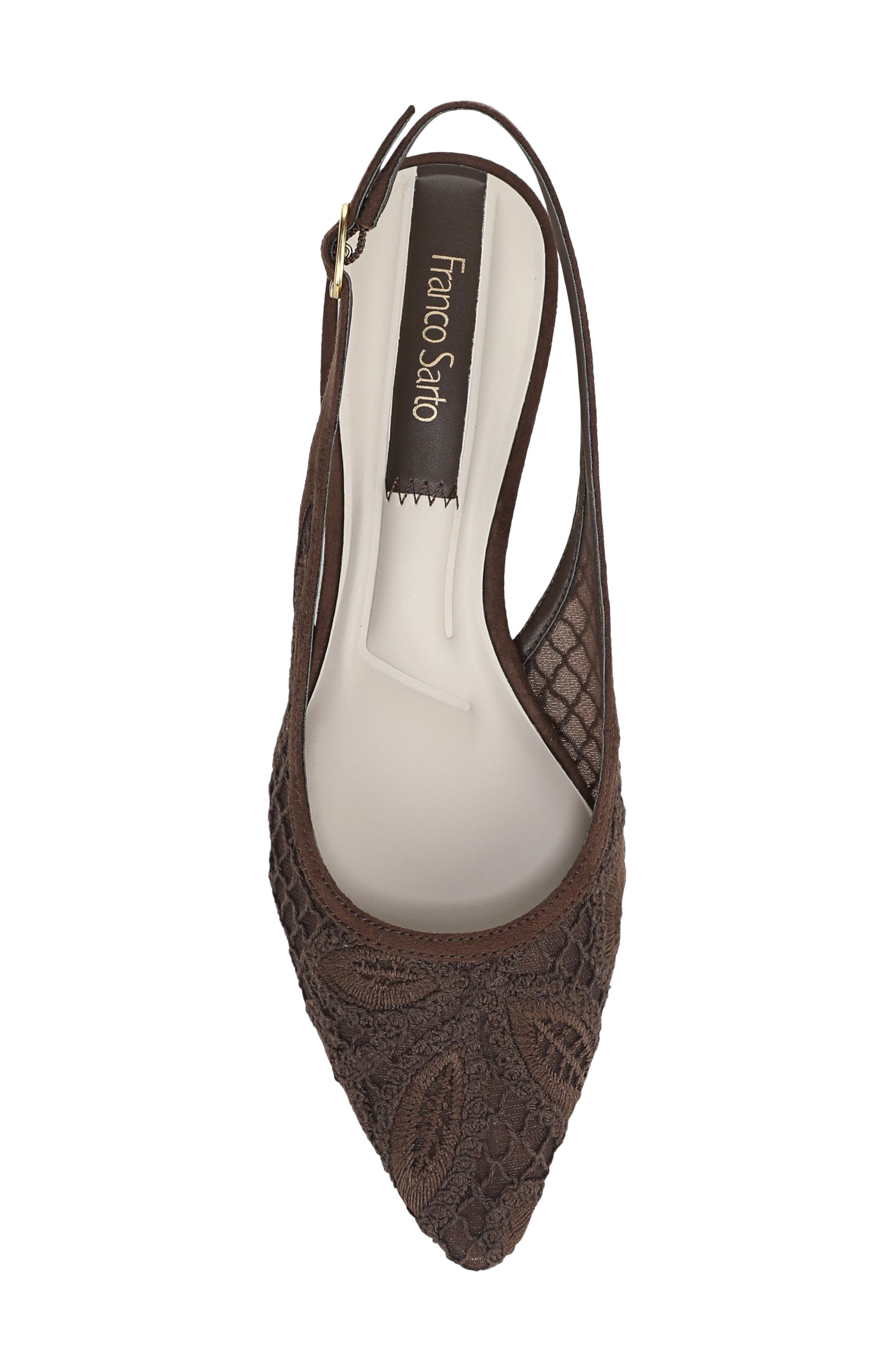 Franco Sarto Pura Slingback Pointed Toe Kitten Heel Pump, Alternate, color, Brown