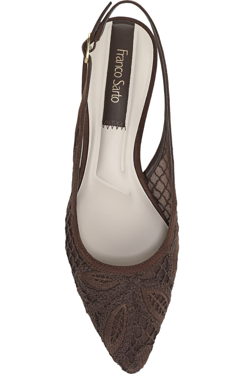 Franco Sarto Pura Slingback Pointed Toe Kitten Heel Pump, Alternate, color, Brown