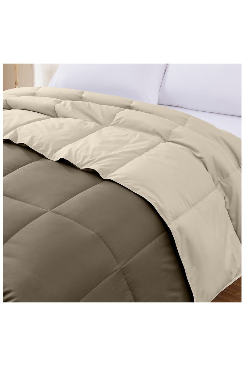 Down Alternative Reversible Comforter, Alternate, color, STONE/CHAMPAGNE