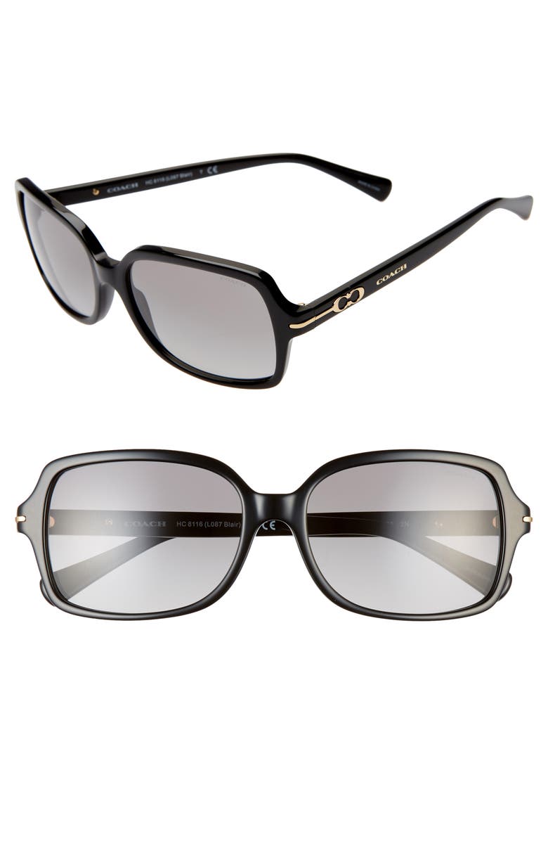 COACH 56mm Rectangular Sunglasses, Main, color, 