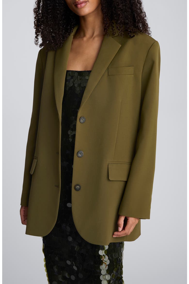 Three-Button Boyfriend Blazer, Main, color, OLIVE GREEN