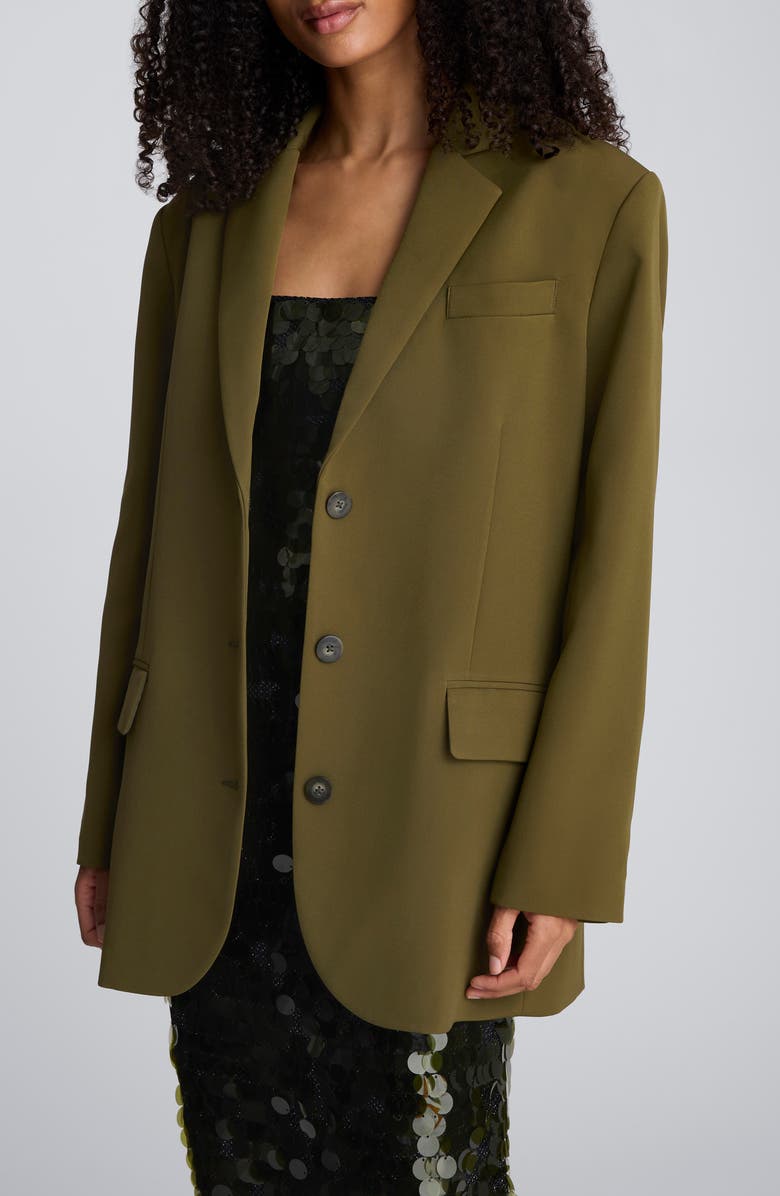 Kenneth Cole Three-Button Boyfriend Blazer, Main, color, Olive Green
