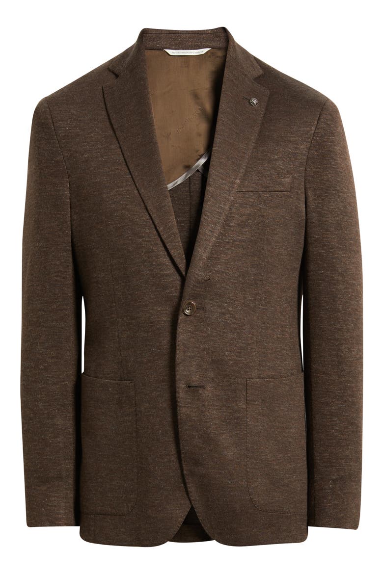 Hartford Brown Mélange Knit Wool & Silk Blend Sport Coat, Alternate, color, BROWN