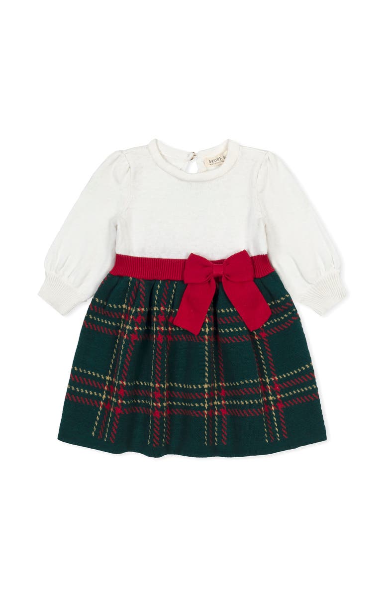 Hope & Henry Organic Long Sleeve Skater Sweater Dress with Bow, Main, color, 