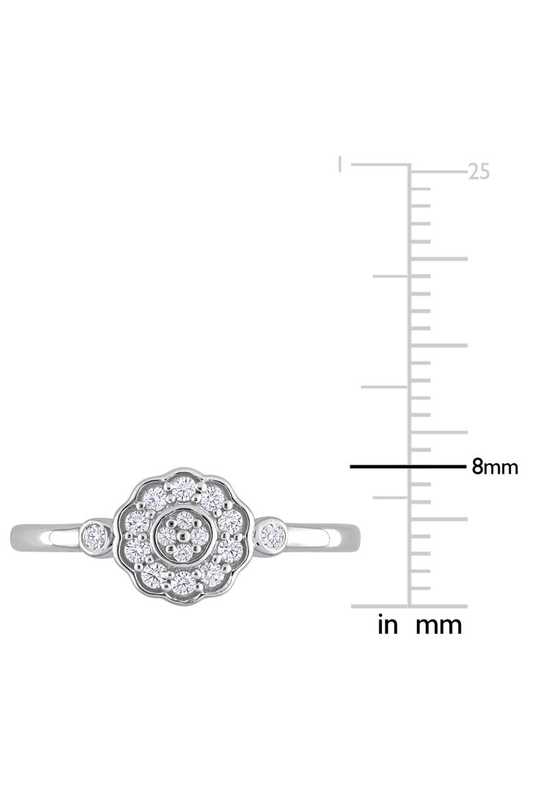 Diamond Flower Ring Sterling Silver, Alternate, color, Sterling Silver