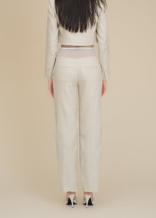 Contessa Mills Linen Laissez High-waisted Stretch Pants In Blue