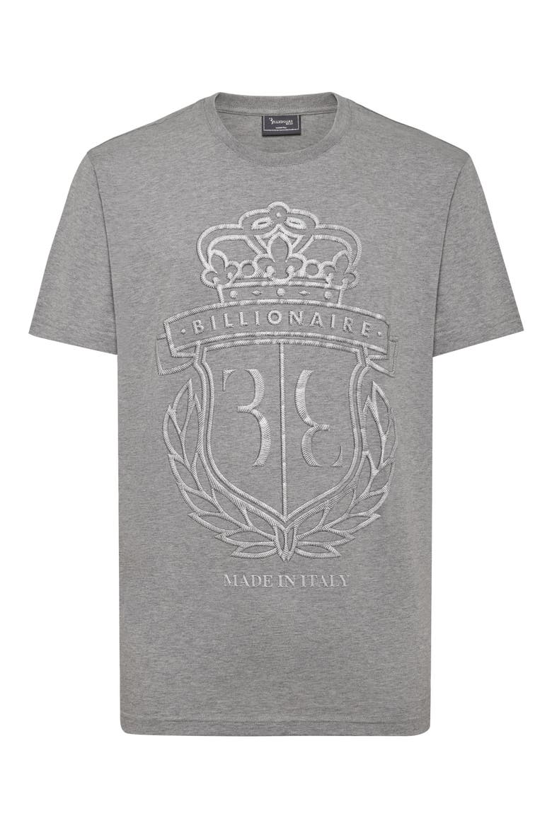 T-Shirt Round Neck Ss Crest Men, Main, color, grey