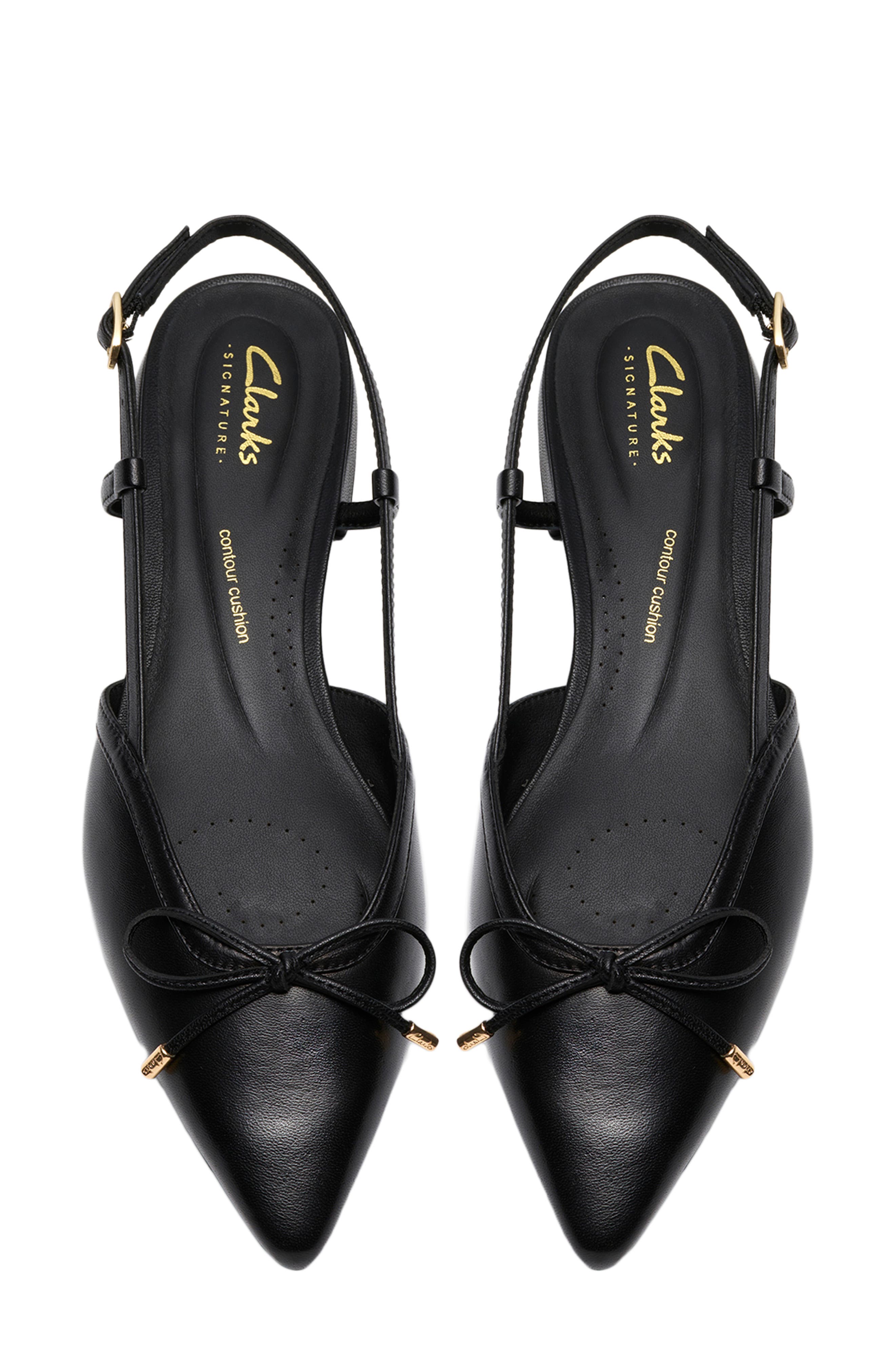 Clarks<sup>®</sup> Sensa Bow Slingback Flat, Alternate, color, Black Leather