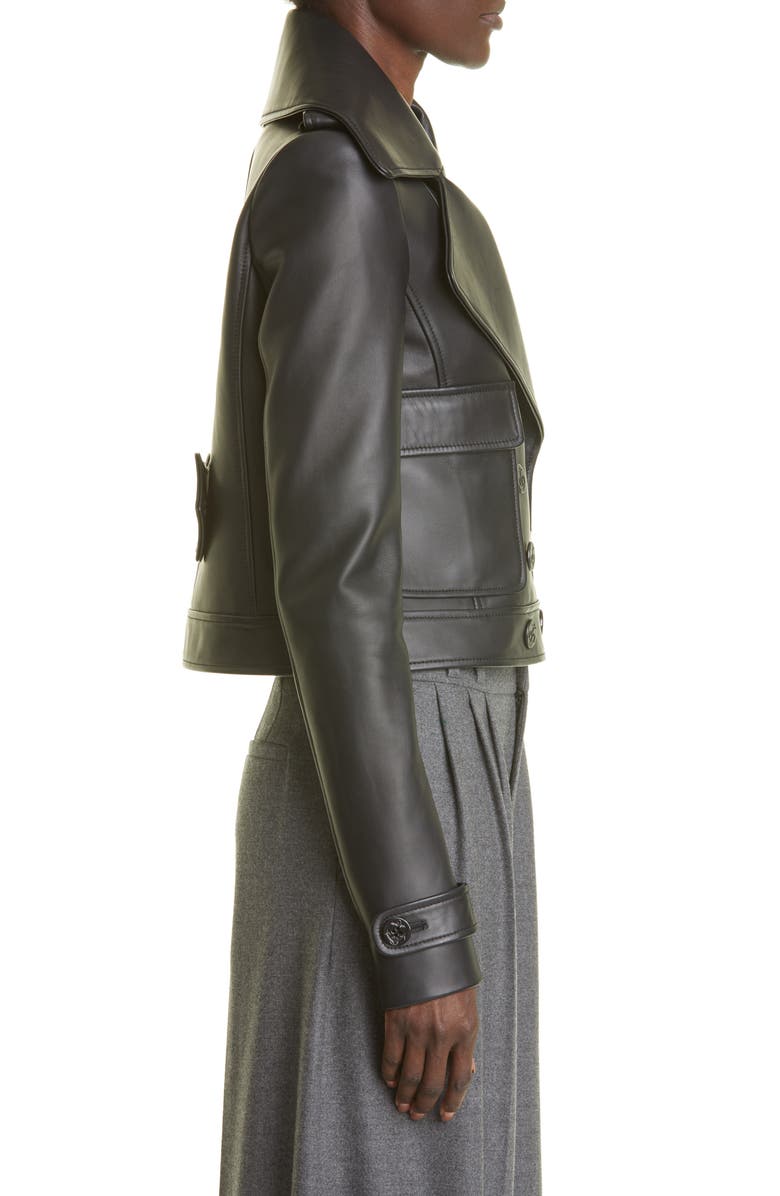 Altuzarra Laga Double Breasted Lambskin Leather Jacket, Alternate, color, 