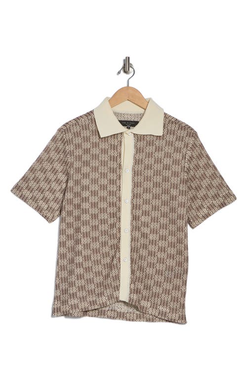 Rag & Bone Payton Short Sleeve Knit Button-up Shirt In Brown