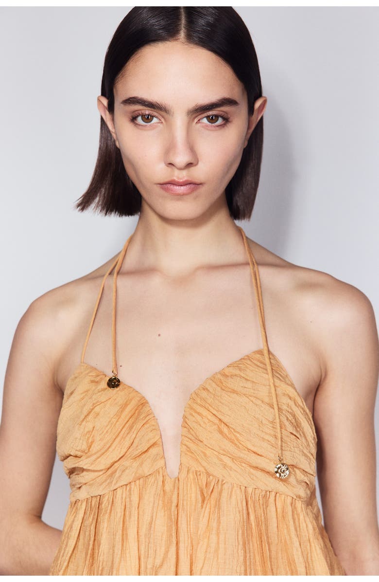 H&M Sweetheart-neck Halterneck Dress, Alternate, color, Dusty Orange