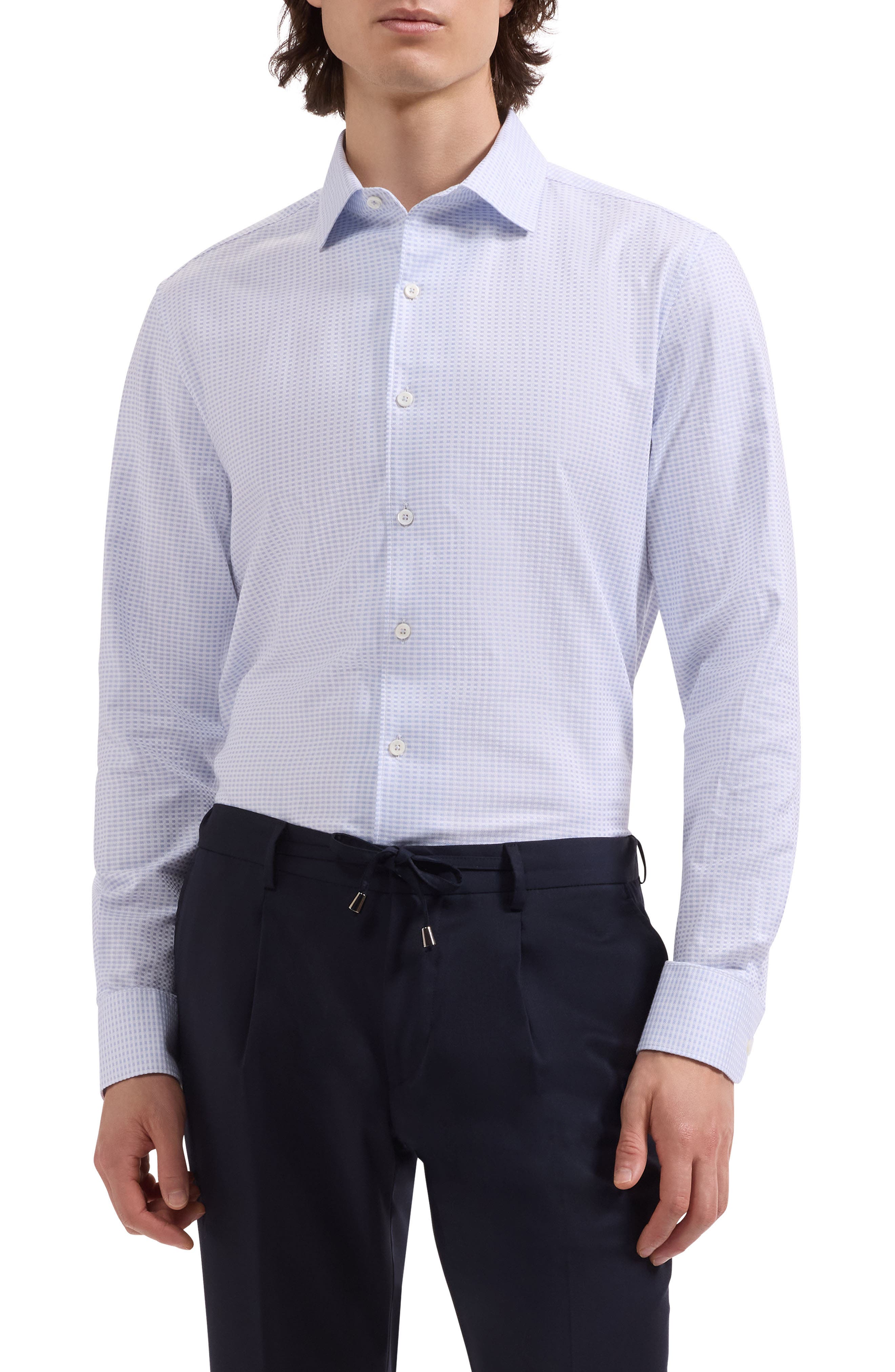 Alvin Shaped Fit Mini Check Button-Up Shirt - image 3