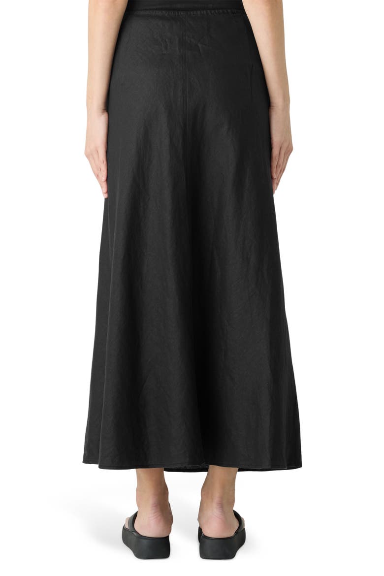 Bias Cut Organic Linen A-Line Skirt, Alternate, color, BLACK