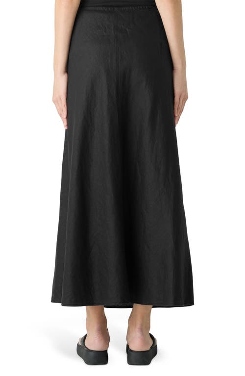 Eileen Fisher Bias Cut Organic Linen A-line Skirt In Black