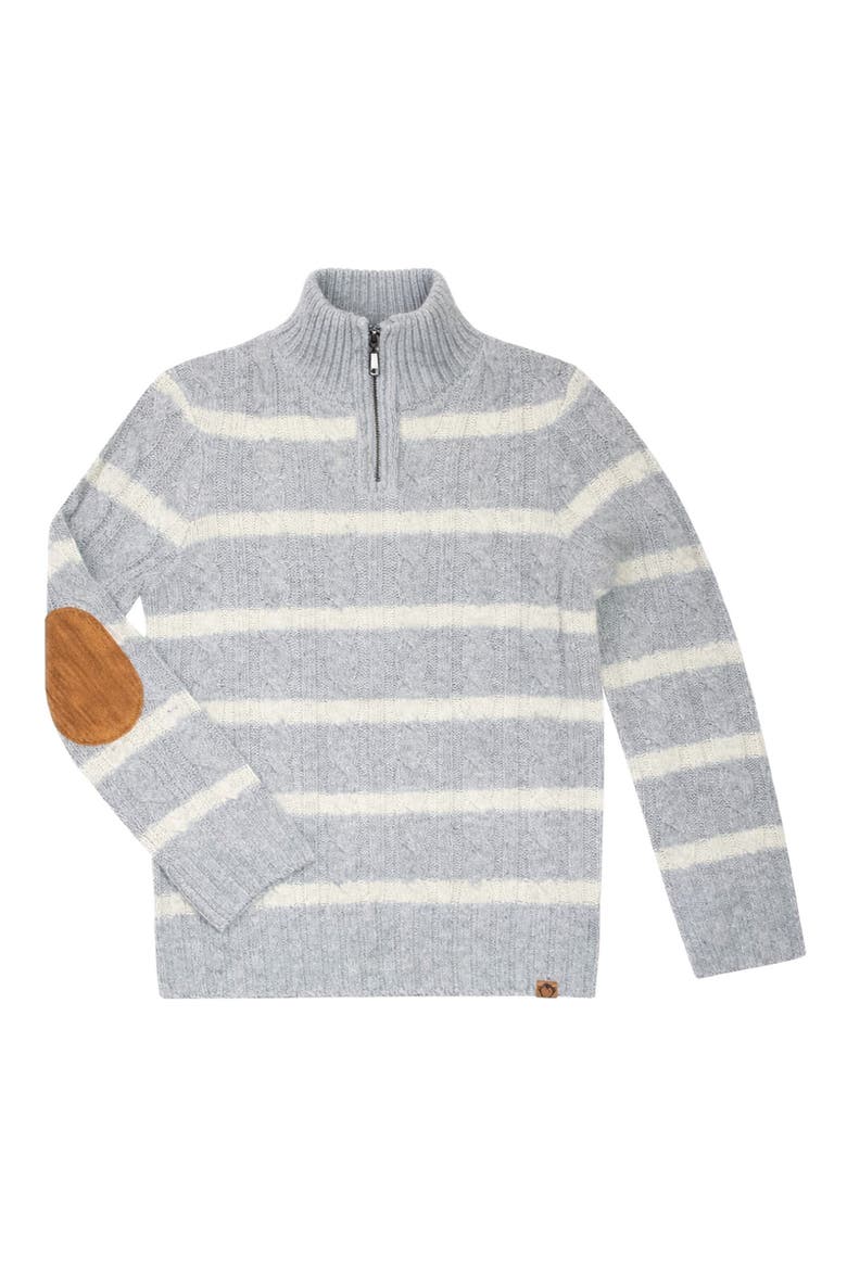 Kids' Quarter Zip Cable Knit Sweater, Main, color, GREY STRIPE