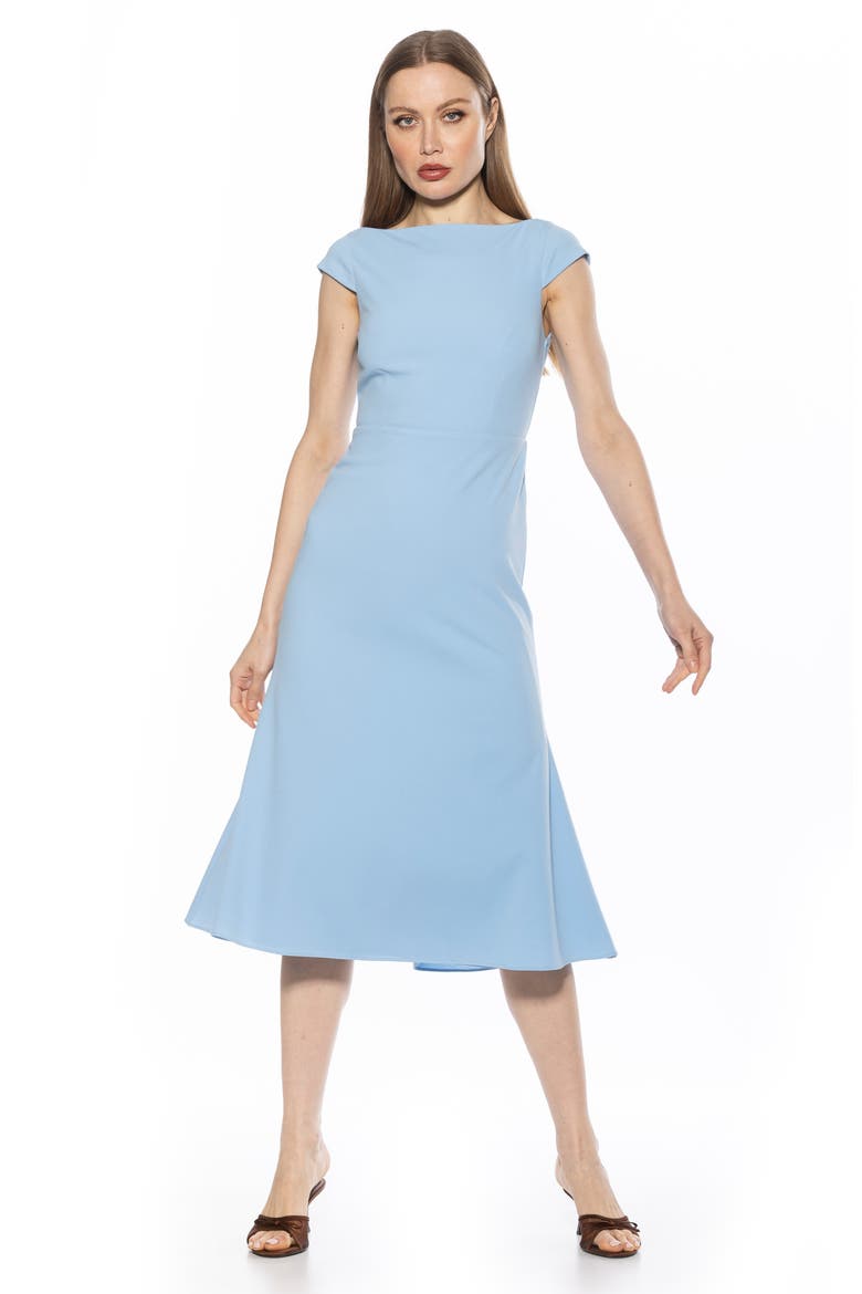 Loreli Boat Neck Midi Dress, Alternate, color, HALOGEN BLUE