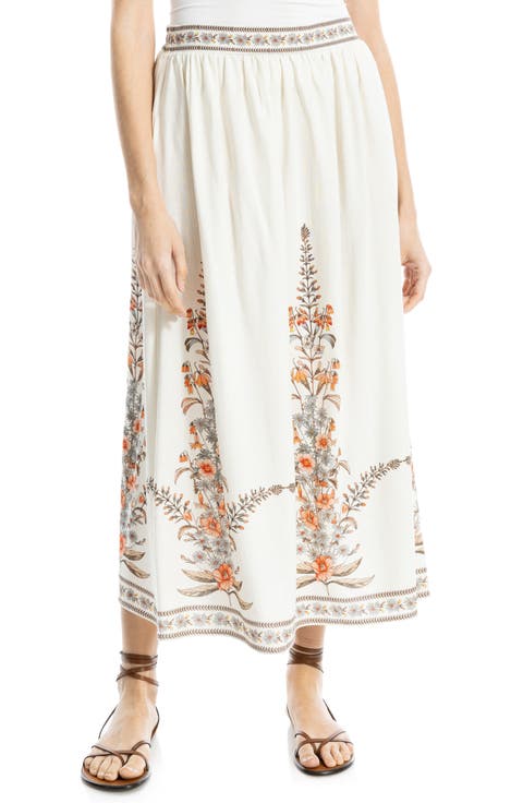 Border Print Maxi Skirt