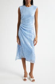 Veronica Beard Kimberly Side Ruched Sequin Sheath Dress