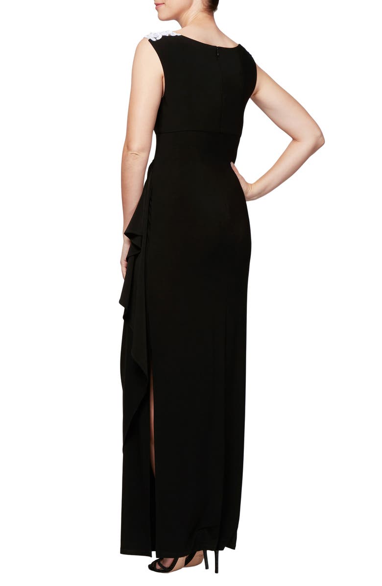 Alex Evenings Embroidered Side Ruched Gown, Alternate, color, 