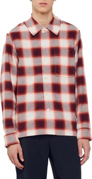 SANDRO Grunge Check Button-Up Shirt