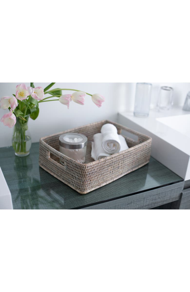 Artifacts Trading Company<sup>™</sup> Artifacts Rattan Rectangular Storage Basket with Rounded Corners, Alternate, color, White Wash