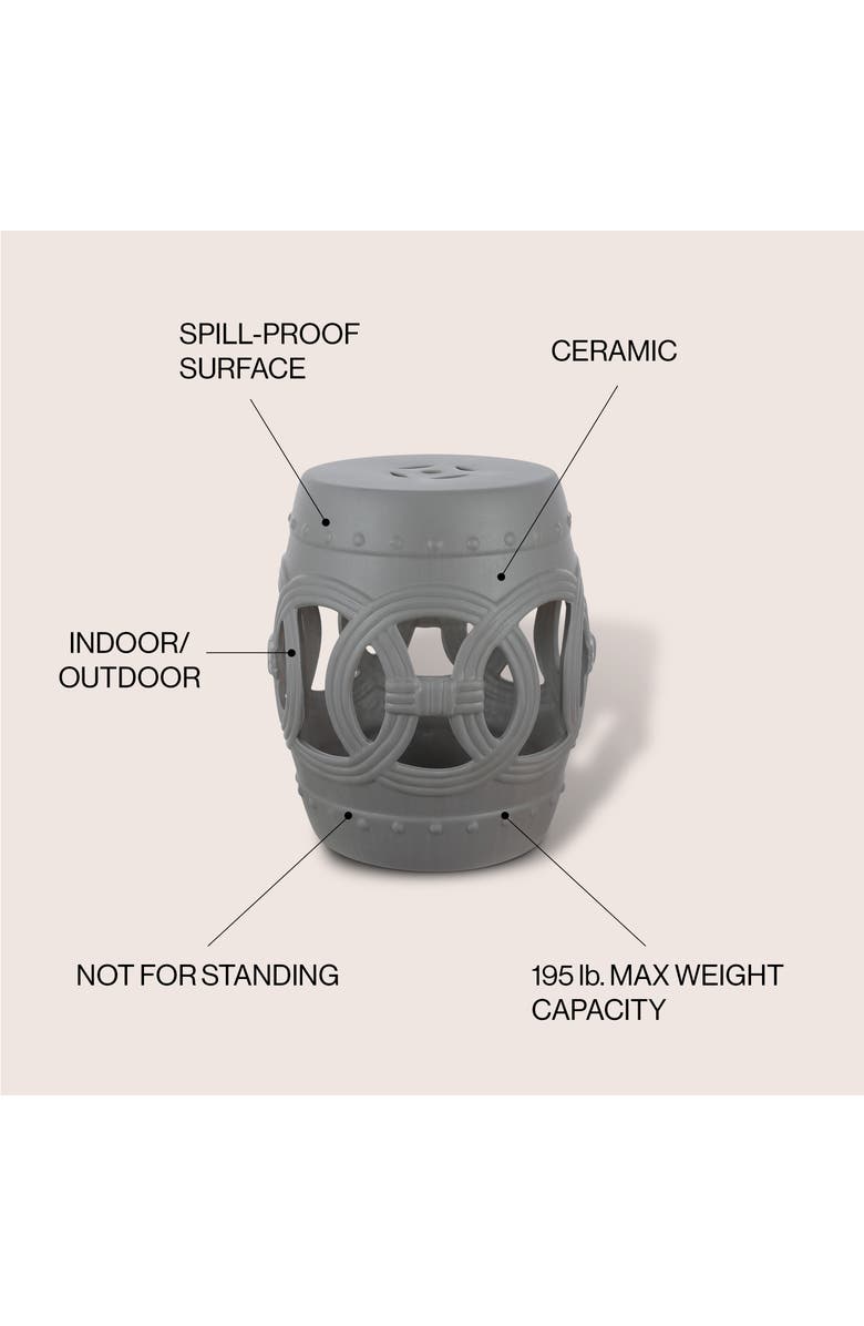 JONATHAN Y Lucky Coins 16" Chinese Ceramic Drum Garden Stool, Alternate, color, Matte Gray