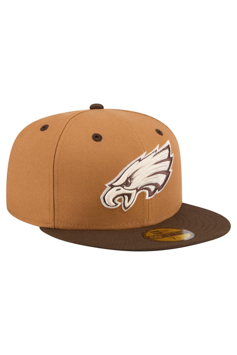 Men's New Era  Light Brown/Dark Brown Philadelphia Eagles Two-Tone Walnut 59FIFTY Fitted Hat, Alternate, color, Light Brown