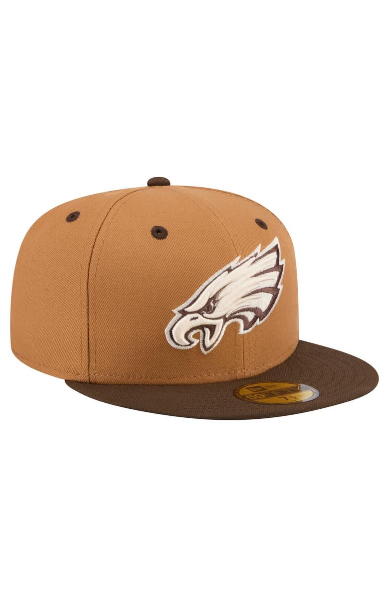New Era Men's New Era  Light Brown/Dark Brown Philadelphia Eagles Two-Tone Walnut 59FIFTY Fitted Hat, Alternate, color, Light Brown