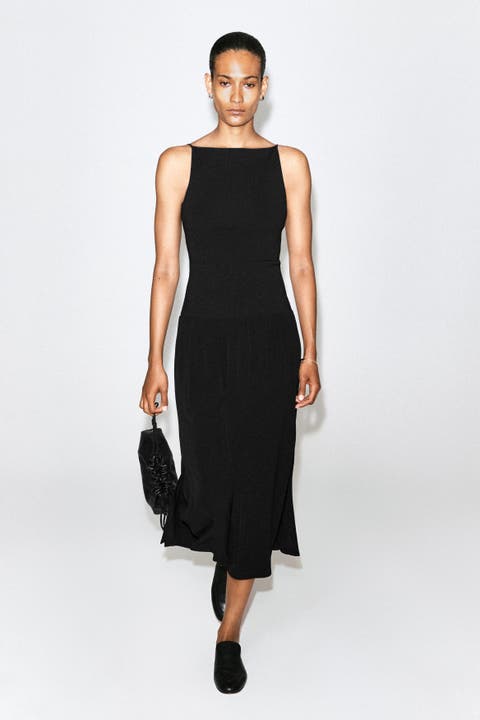 Contrast-Panel Maxi Dress