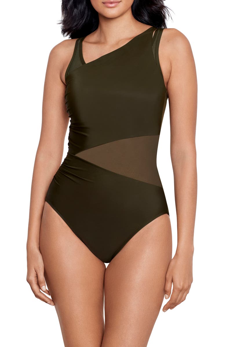Miraclesuit<sup>®</sup> Illusionist Azura Underwire One-Piece Swimsuit, Main, color, Nori