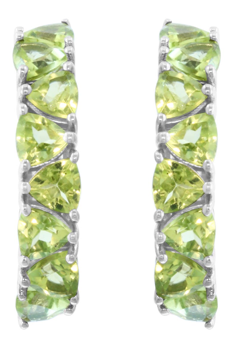 Sterling Silver Peridot Hoop Earrings, Alternate, color, GREEN