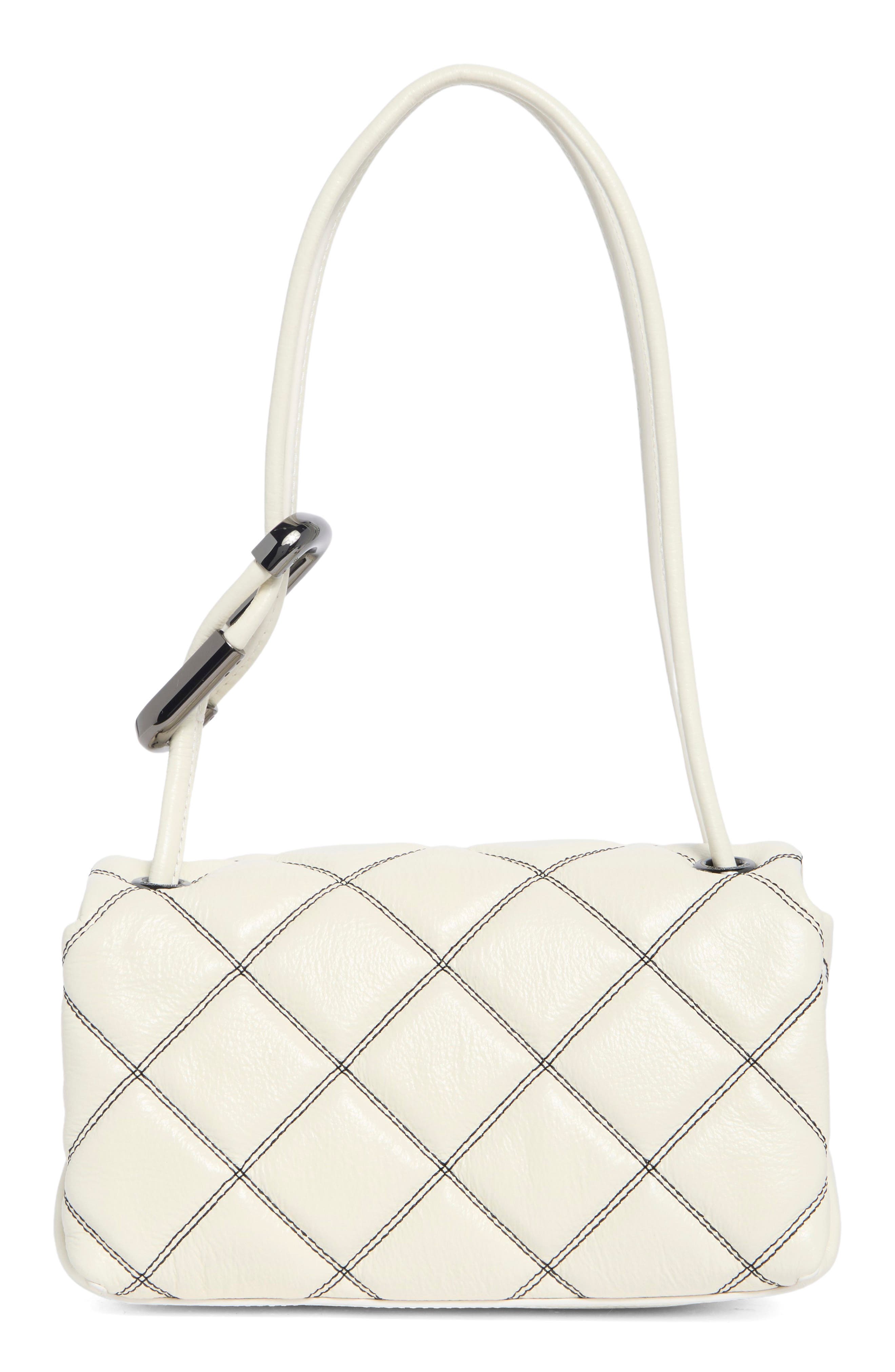 The Mini Dual Diamond Quilt Shoulder Bag, Alternate, color, WHITE/BLACK
