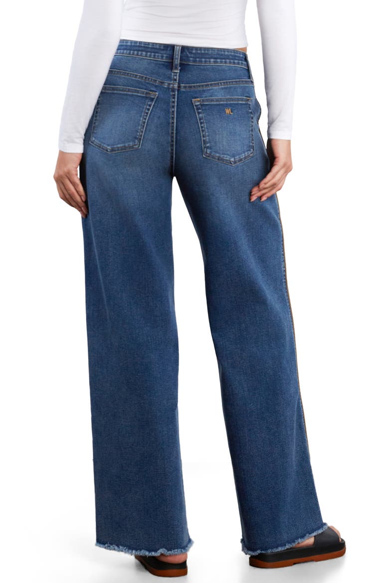 High Waist Wide Leg Piping Jeans, Alternate, color, SHINE BLUE