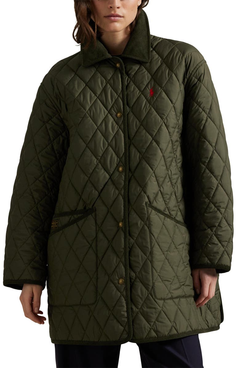 Polo Ralph Lauren Water Repellent Quilted Barn Jacket, Main, color, Ranger Green