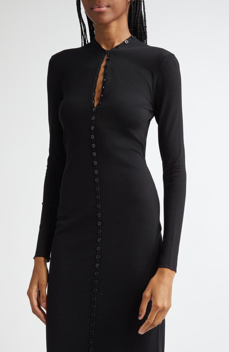 Alexander Wang Long Sleeve Knit Button-Up Body-Con Dress, Alternate, color,