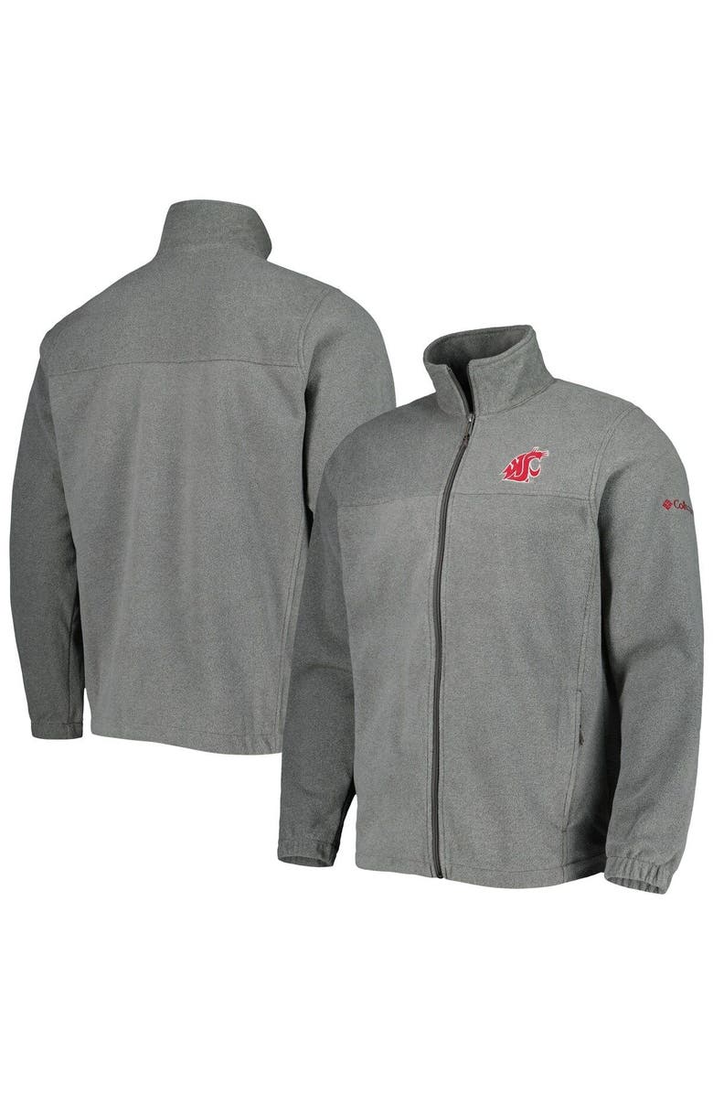 Columbia Men's Columbia Charcoal Washington State Cougars Flanker III Fleece Team Full-Zip Jacket, Main, color,