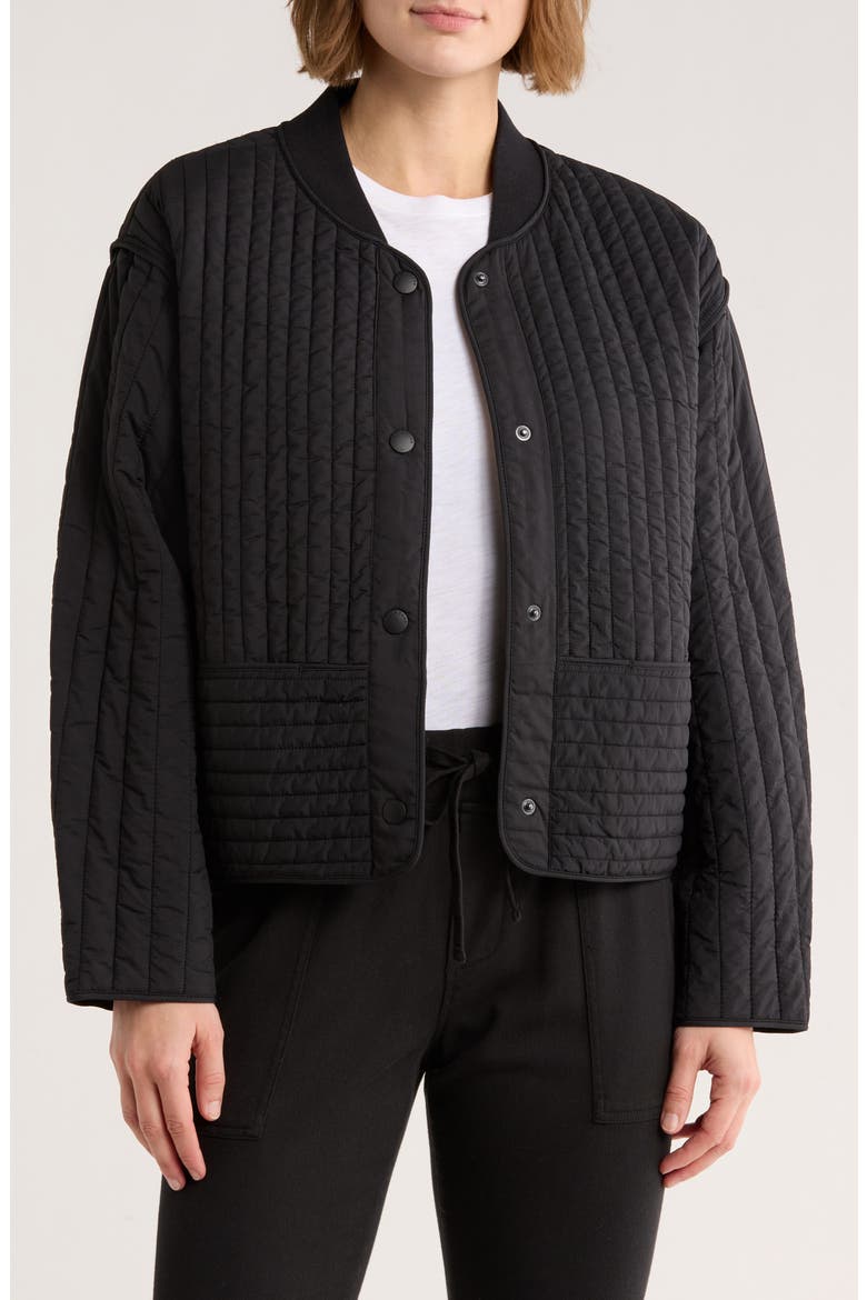 Bobbi Cropped Quilted Jacket, Main, color, BLACK