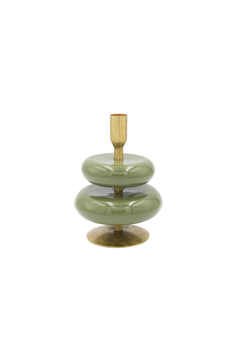 Enameled Metal Taper Holder, Main, color, Green & Gold